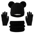 3pc knitted hats, scarves and gloves for children, suitable for children aged 3-12 to keep warm outdoors in winter.