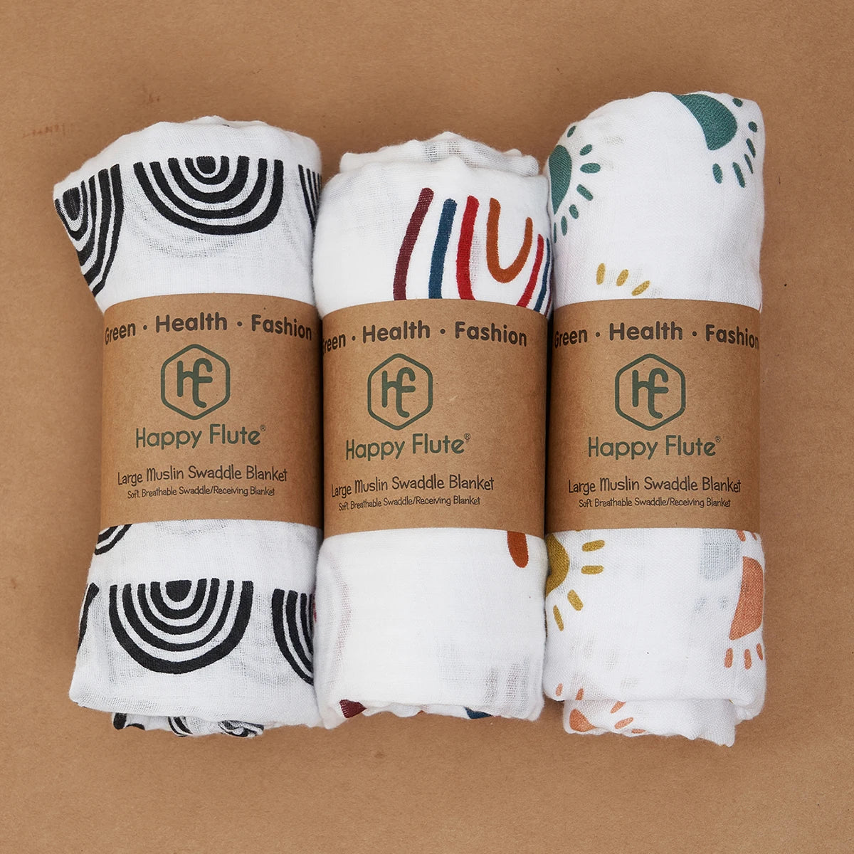 HappyFlute New 3Pcs Set 2layer Bamboo Cotton Soft Muslin SKIN-Friendly Swaddles Newborn Wrap Infant Baby Blankets