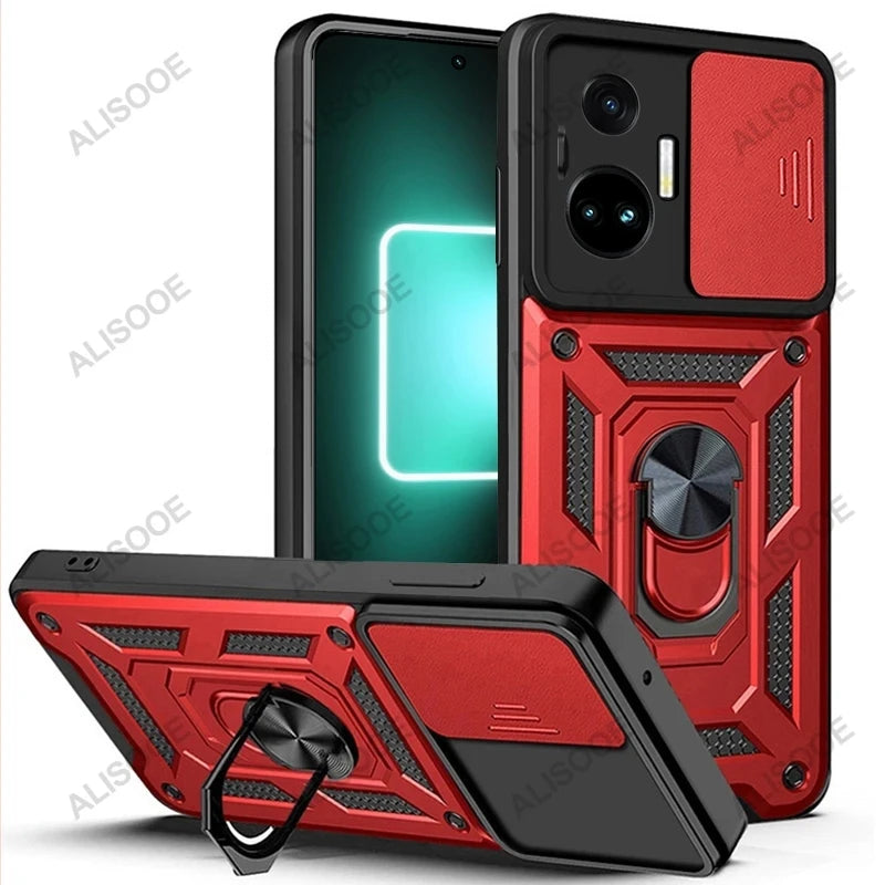 Capa For Realme GT Neo 5 Case Slide Camera Lens Protection Ring Stand Back Cover for Xiaomi Realme GT Neo 5 Armor Funda