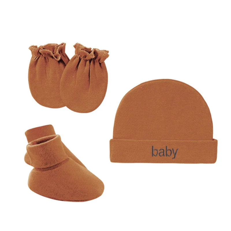 Newborn Hat+Gloves+Socks Set for Baby Boy&Girl Cotton Fall Casual Photography Props Soft Headwear Infant Nightcap Fashion