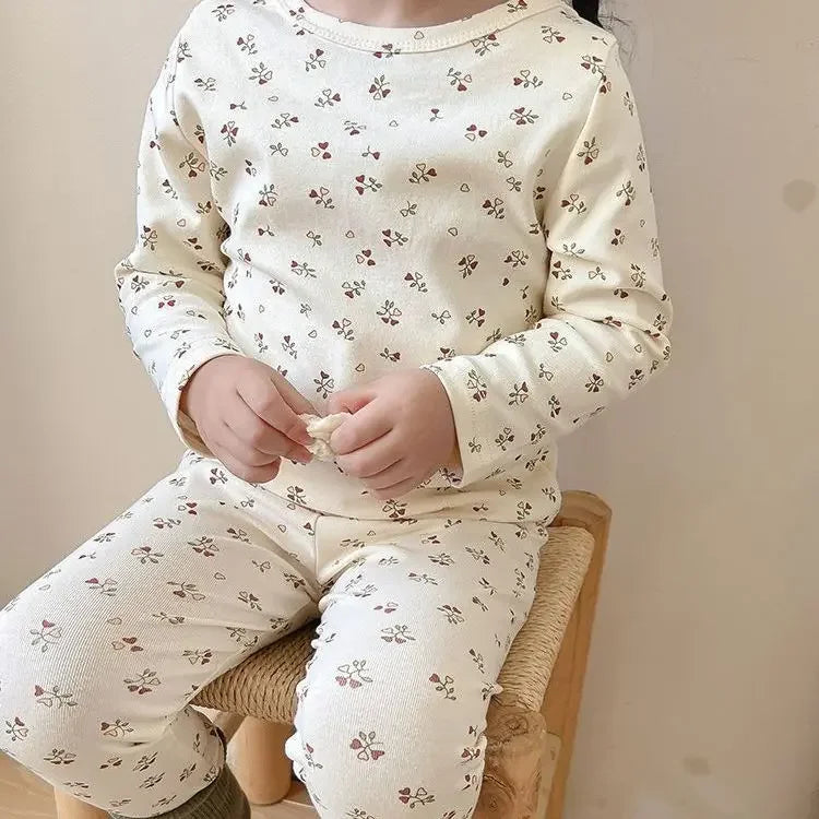Kids Pijamas Set 2026 Baby Girls Boys Pajamas Cute Cherry Print Cotton Children's Two Piece Set Sleepwear