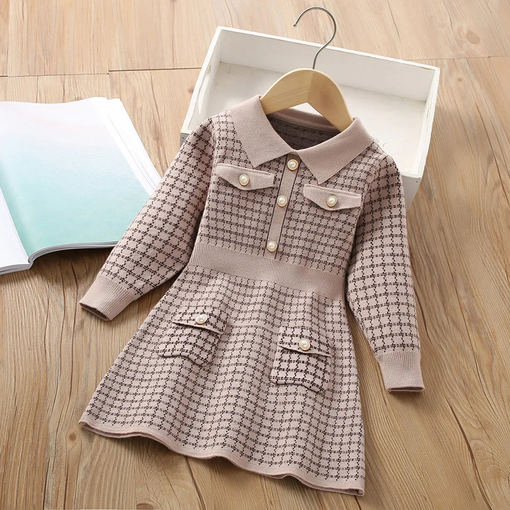 Girls Dress Winter Knitting Sweater Dress Autumn Long Sleeve Princess Dress Vestidos Warm Toddler Girl Clothes Kids Clothing