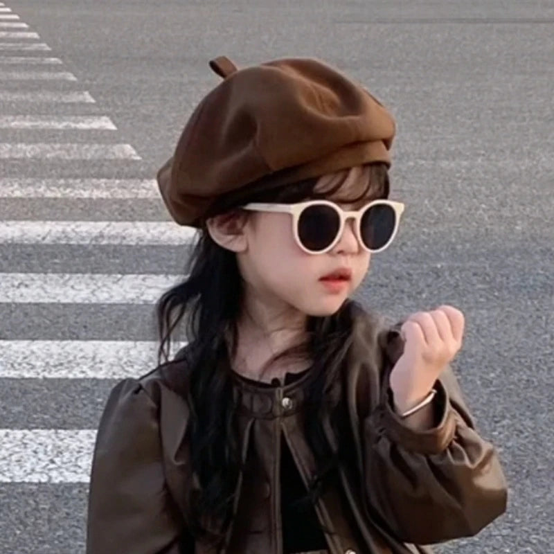 Autumn Children Beret Japanese Girl Octagonal Hat Solid Color Fashion Kids Pumpkin Hats Baby Artist Painter Cap 1-5year Toddler