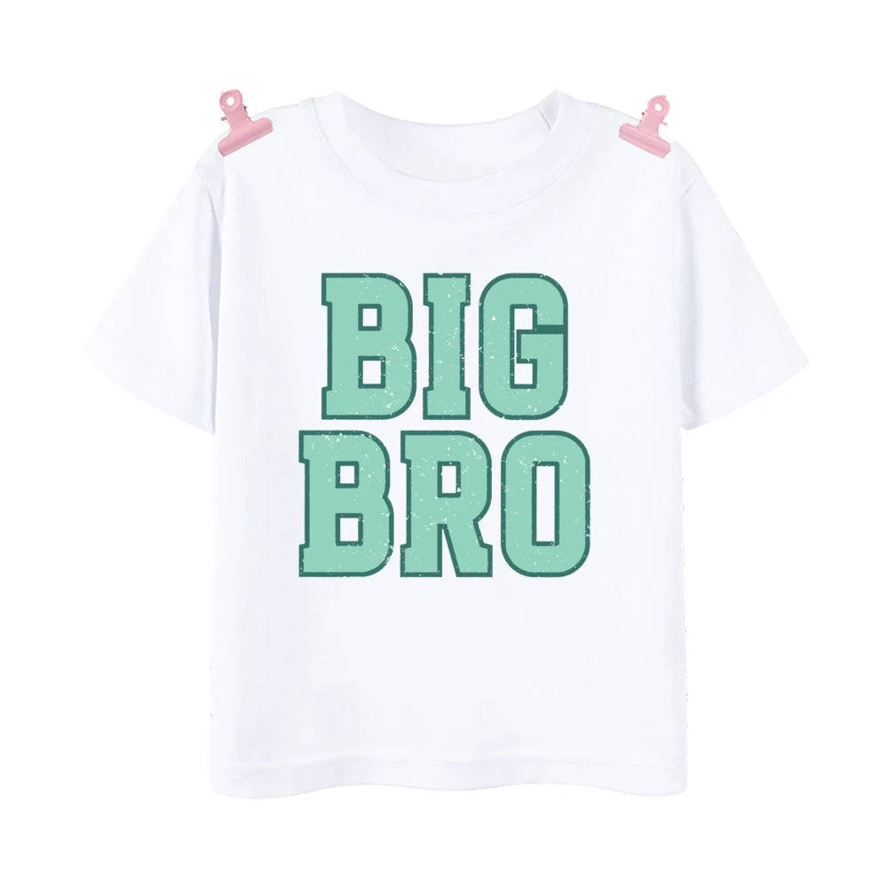 Big Bro Big Sis Little Bro Lilttle Sis Print Family Matching Shirt Boys Girls Sibling Tee T-shirt Kids Summer Short Sleeve Tops