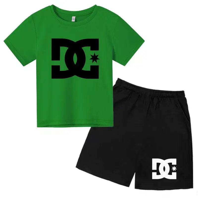 Ensembles d'été Enfants 3-13 Ans Imprimé Mignon T-shirt Sport Manches Courtes + Shorts Décontractés Garçons Filles Tenues Cadeau