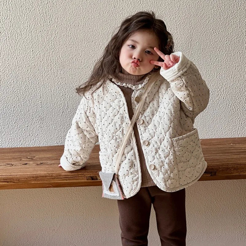 Korean New Thickened Girl Winter Cotton Coat for Baby Girls Warm Cotton Jacket Girls Children's Autumn Winter Thick Cotton Coa
