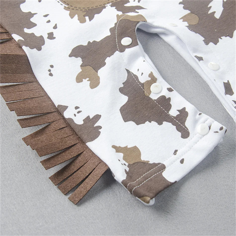 Infant Cowboy Cosplay Rompers Baby Boys Girls Strap Jumpsuits Hat Sets Toddler Festival Bodysuits Newborn Birthday Outfits