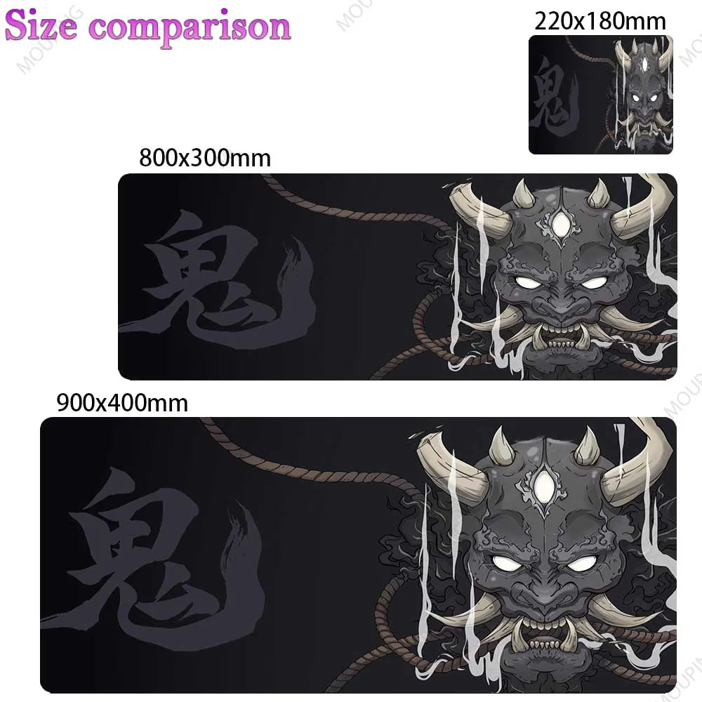 Large Japan White Skull Gaming Mouse Pad Thick Non Slip Rubber Stitched Edge Oversized Desk Mat For PC Gamer Laptop Durable