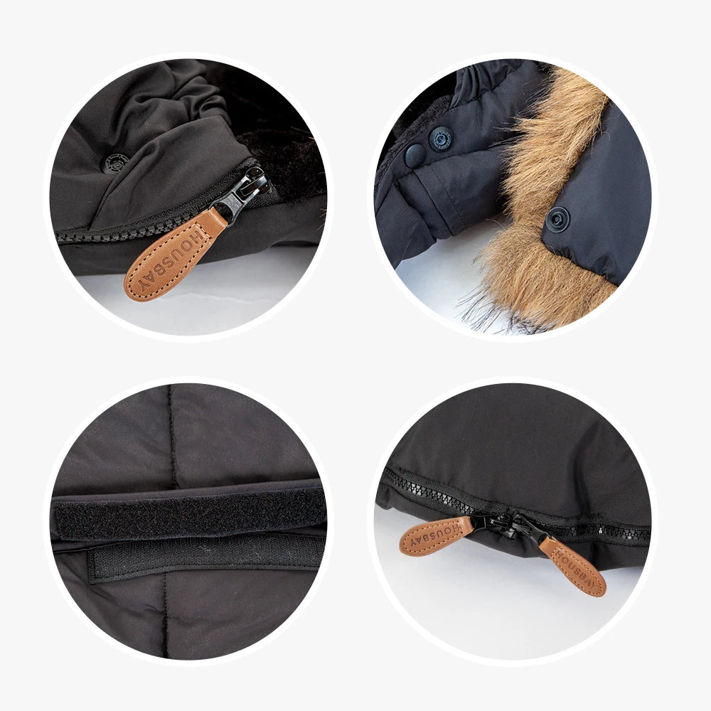 Envelope In Stroller Winter Thicker Socks Removable Fur Collar Windproof Warm Universal Pram Baby Footmuff Stroller Accessories