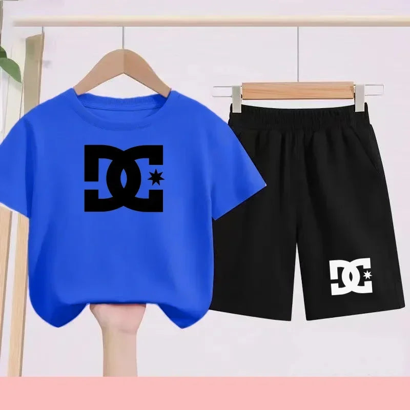 Ensembles d'été Enfants 3-13 Ans Imprimé Mignon T-shirt Sport Manches Courtes + Shorts Décontractés Garçons Filles Tenues Cadeau