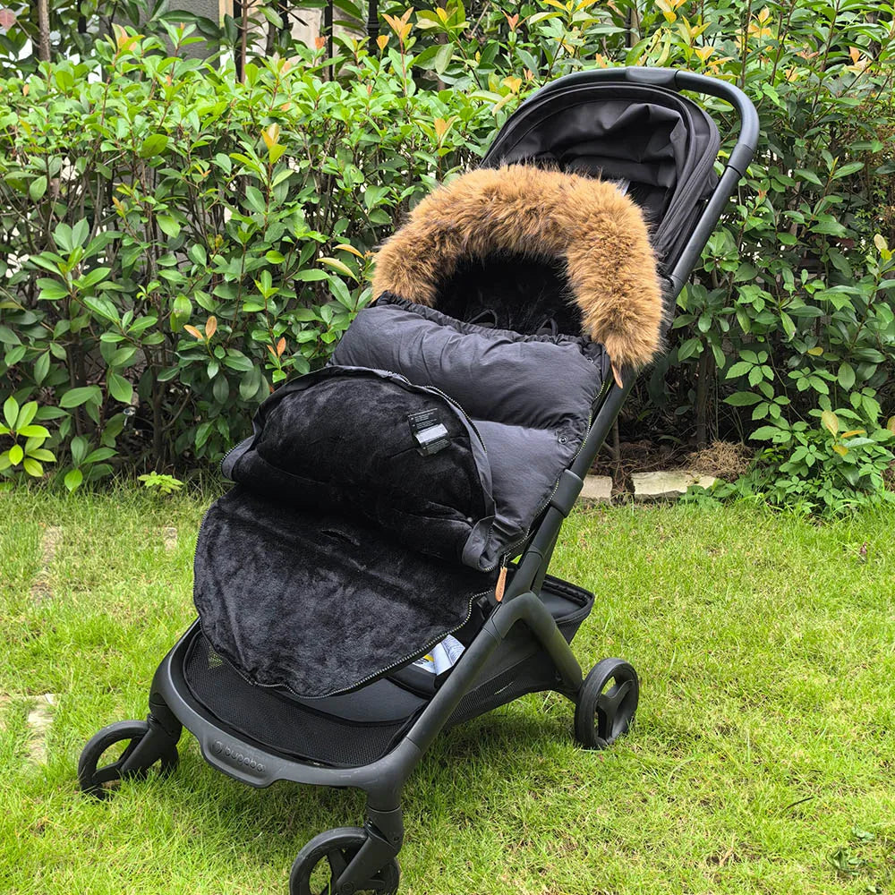 Envelope In Stroller Winter Thicker Socks Removable Fur Collar Windproof Warm Universal Pram Baby Footmuff Stroller Accessories