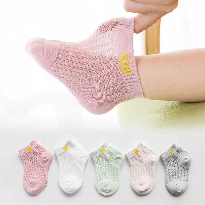 5 Pairs Summer Cotton Kids Socks Cute Cartoon Thin Mesh Baby Short Socks Dinosaur Bear Children Socks for Boys Girls Cheap Stuff