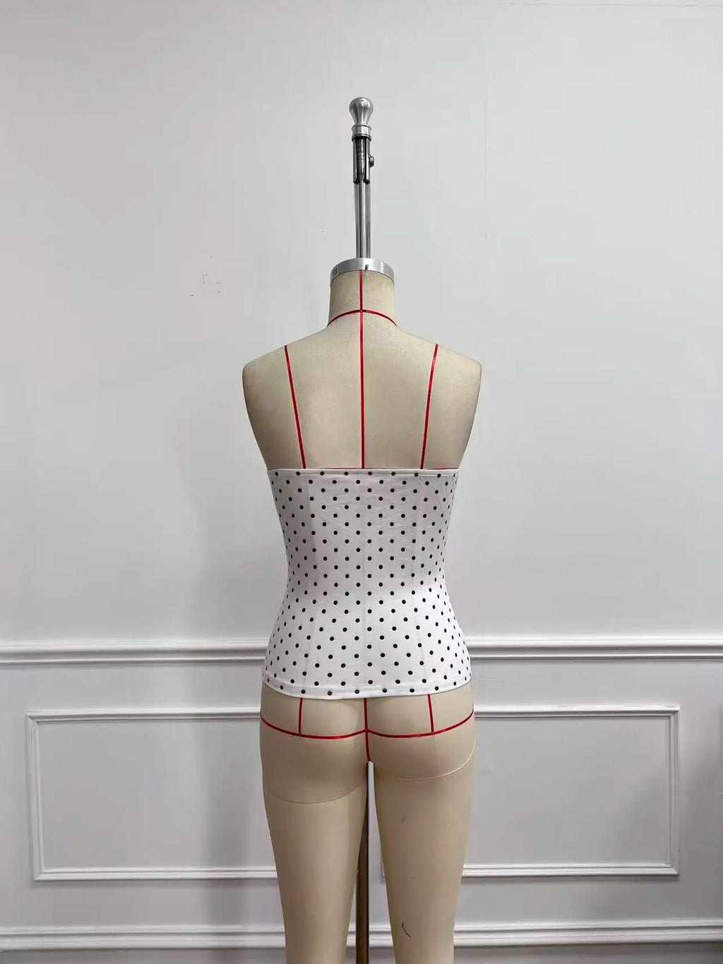 Women's Y2K Polka Dot Strapless Top Drawstring Bow Tie Sleeveless Slim Fit Suitable For Outdoor Wear Music Festival Outfits