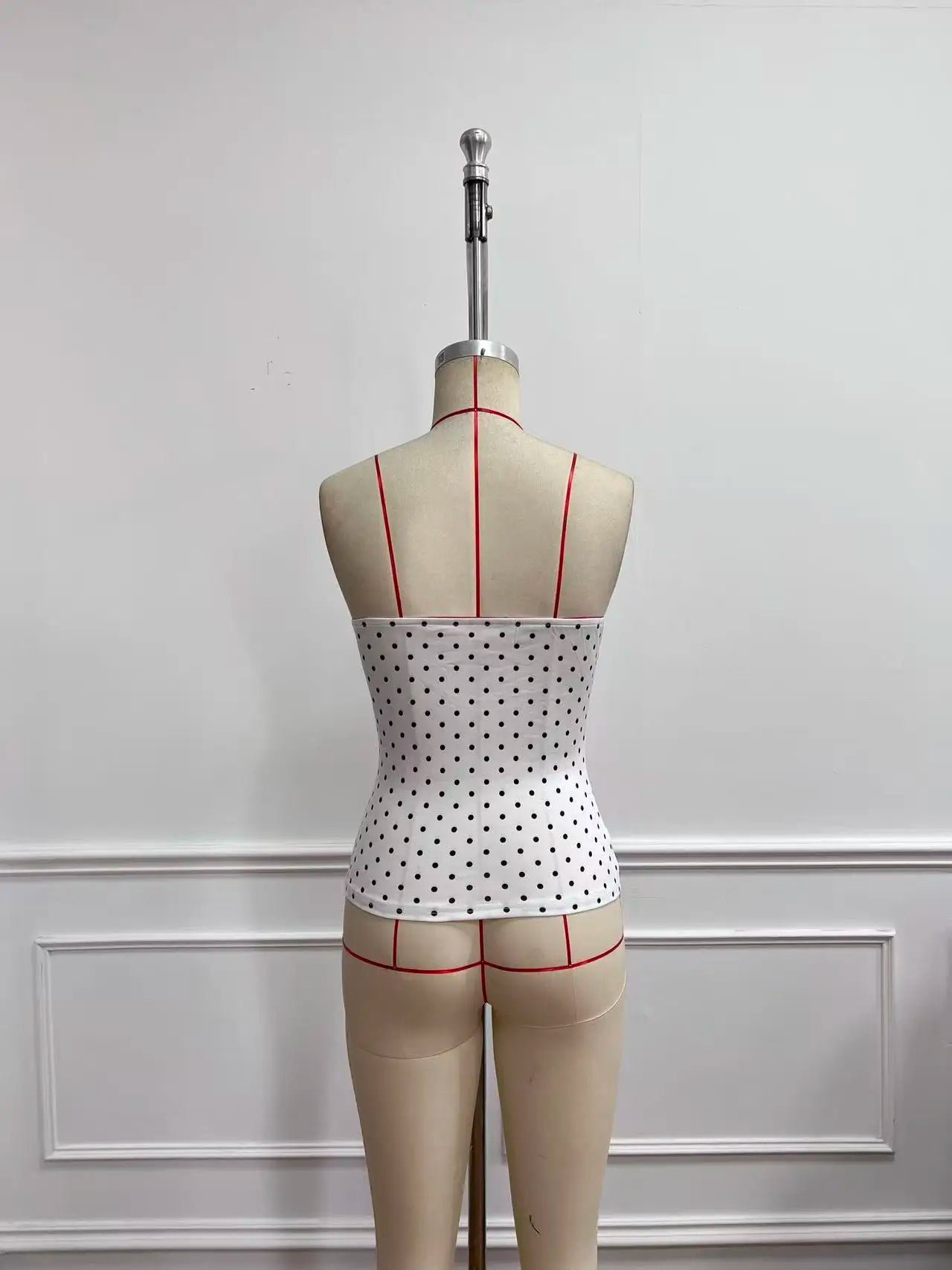 Women's Y2K Polka Dot Strapless Top Drawstring Bow Tie Sleeveless Slim Fit Suitable For Outdoor Wear Music Festival Outfits