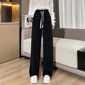 Women's High Waist Fleece Lined Corduroy Wide Leg Pants Thickened Casual Sports Straight Long Trousers Autumn Winter Fashion