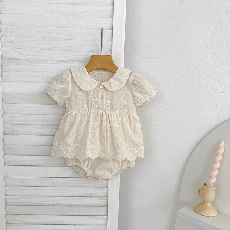 2026 Baby Clothes Summer New Girl Baby Bag Fart Short Sleeves Clothes Full Moon Hundred Day Princess Skirt Newborn Jumpsuit