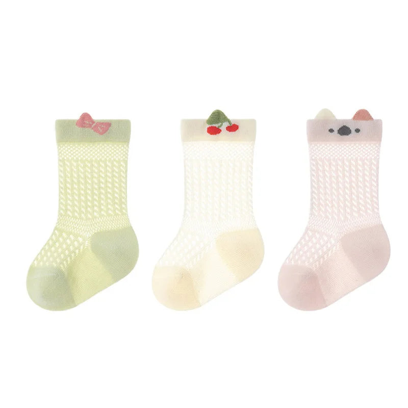 3 Pairs/lot Newborn Socks For Girl Boy 0-5 Yrs Summer Thin Cotton Mesh Infant Baby Boneless Short Sock Cute Clothing Accessories