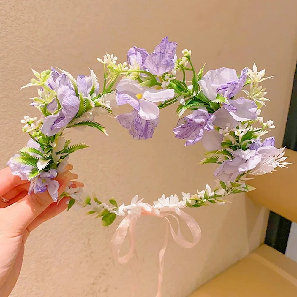 Girl Flower Wreaths Garland Crown Diadem Wedding Baroque Hairband hair flower Crown Bridal Headband Fairy Princess Hair Tiaras