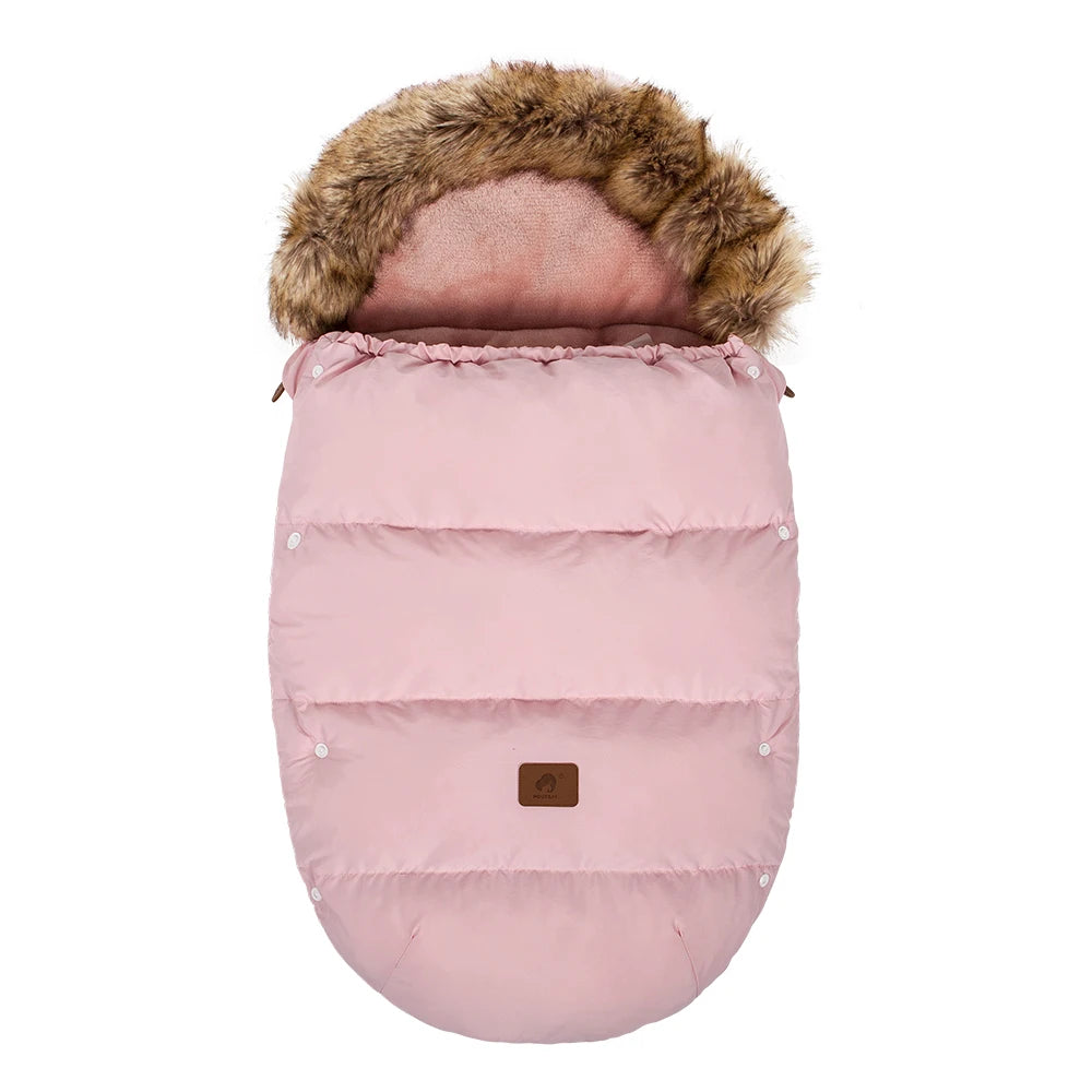 Envelope In Stroller Winter Thicker Socks Removable Fur Collar Windproof Warm Universal Pram Baby Footmuff Stroller Accessories