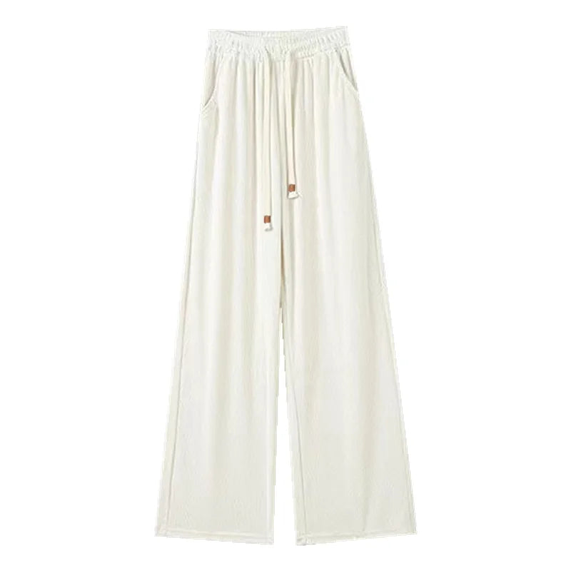 Women's High Waist Fleece Lined Corduroy Wide Leg Pants Thickened Casual Sports Straight Long Trousers Autumn Winter Fashion