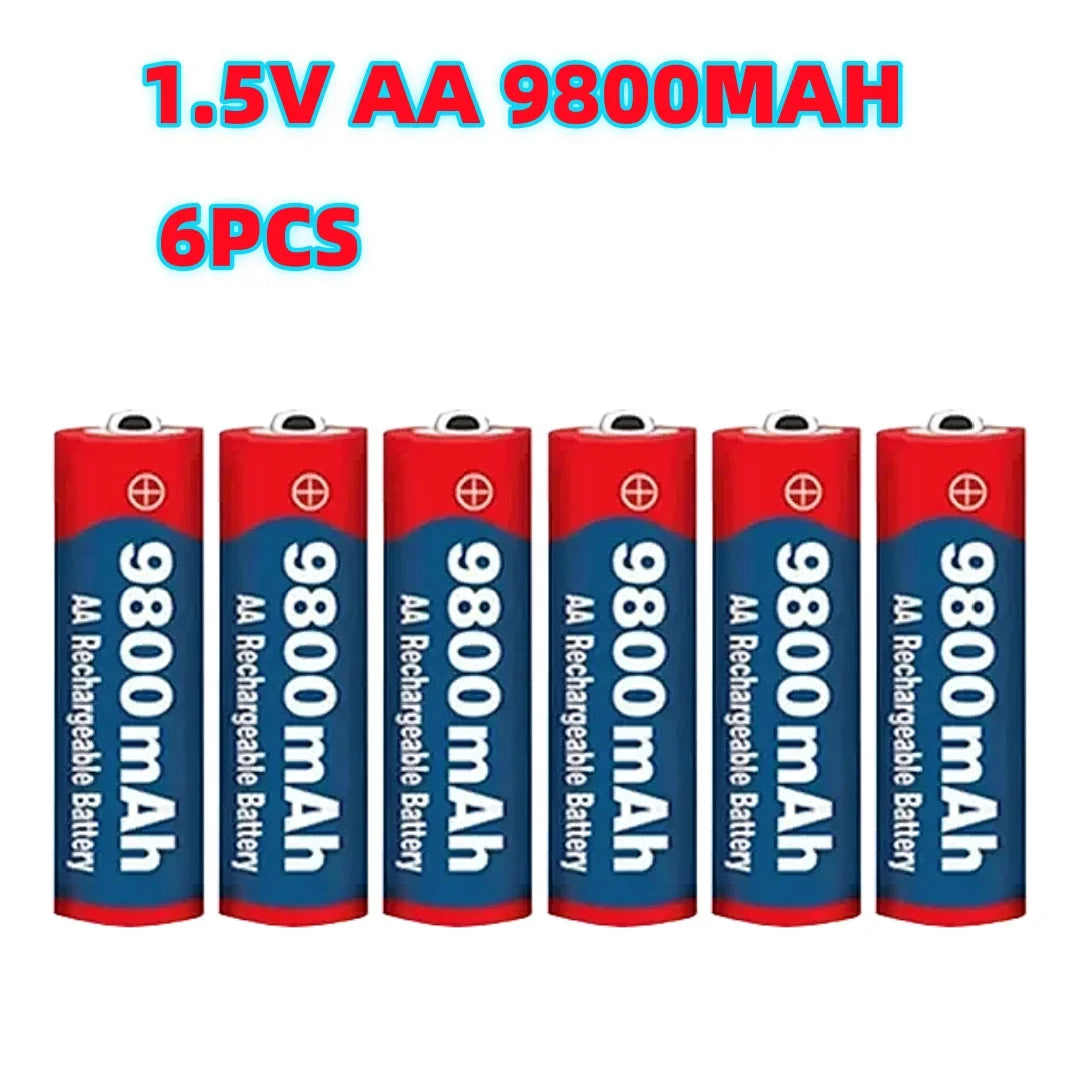 High Capacity 9800mAh 1.5V AA Rechargeable Alkaline Battery Durable for Camera, Microphone, Toy, LED Devices