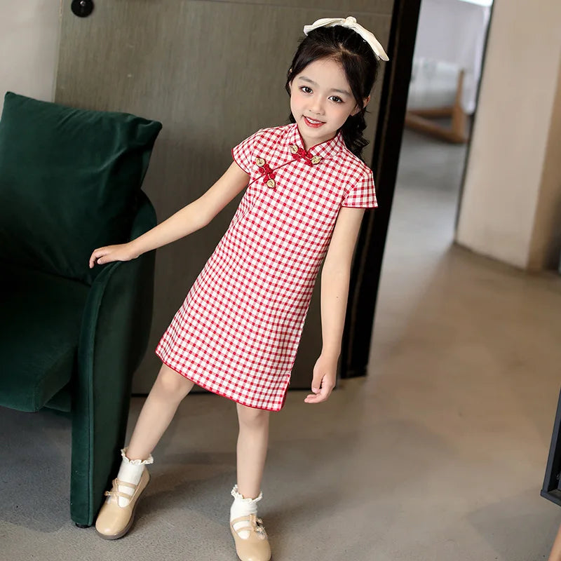 Traditional Chinese Clothing Cheongsams Qipao Girls Dress Ethnic Style Performance Costume Party Kids Clothes Children Clothing