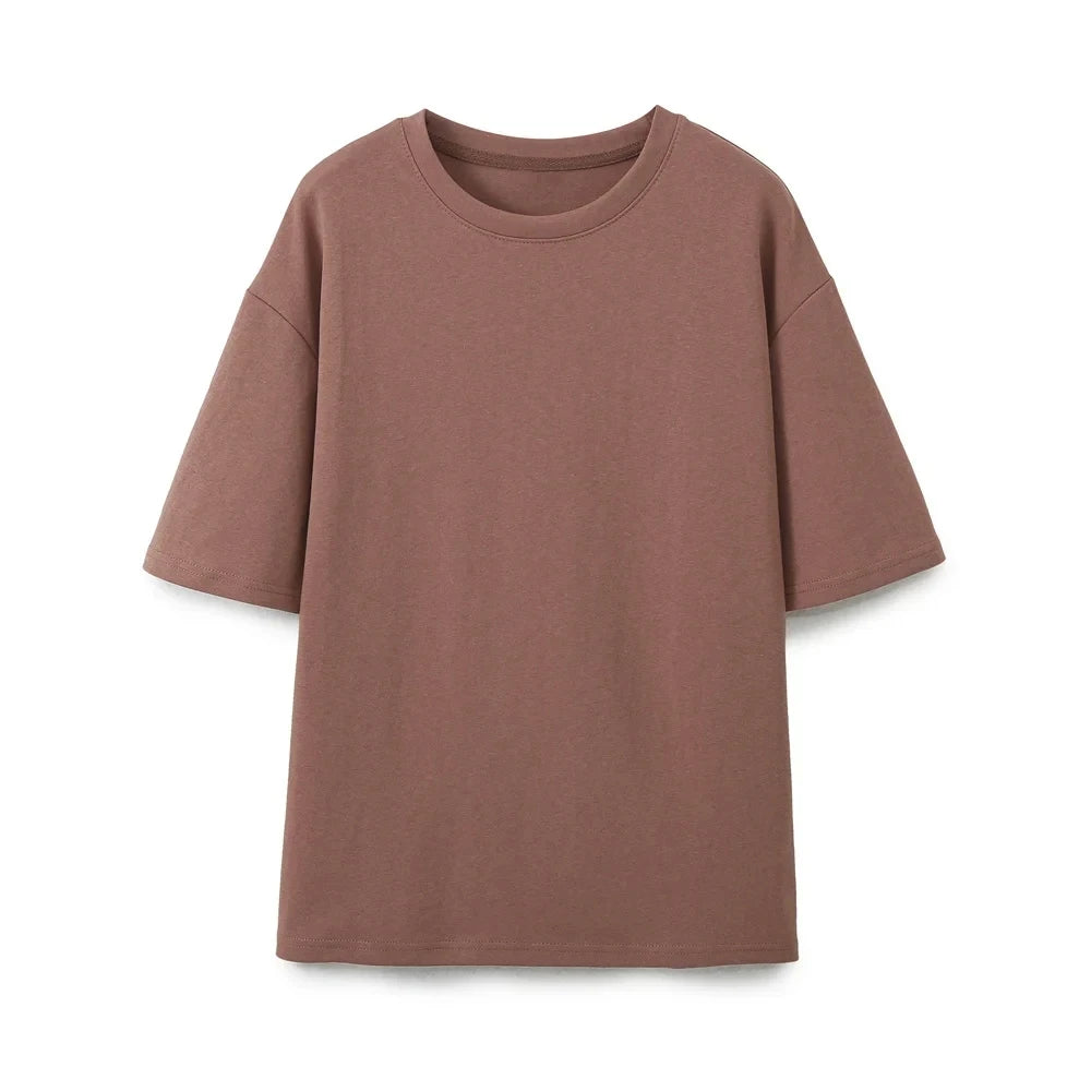 HH Summer Women Basic T-shirt Casual Cotton O Neck Short Sleeve Shirts High Quality Solid Color Top Female Fashion Loose Top