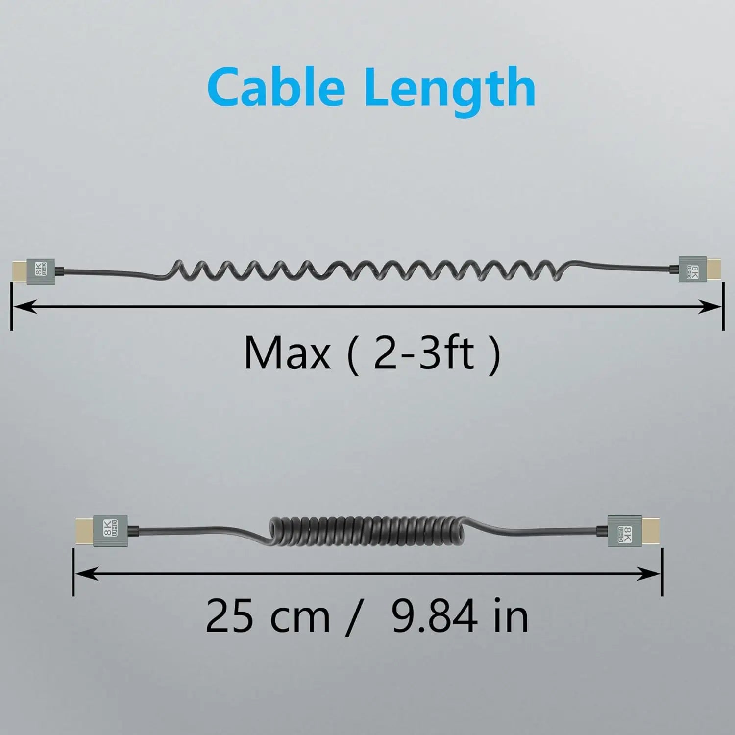 8K UHD Cable 2.1 Standard HD Mini-HD Micro-HD Stretch Spring Curl Flexible Cord for PC Phone Tablet Camera DV Monitor HDTV