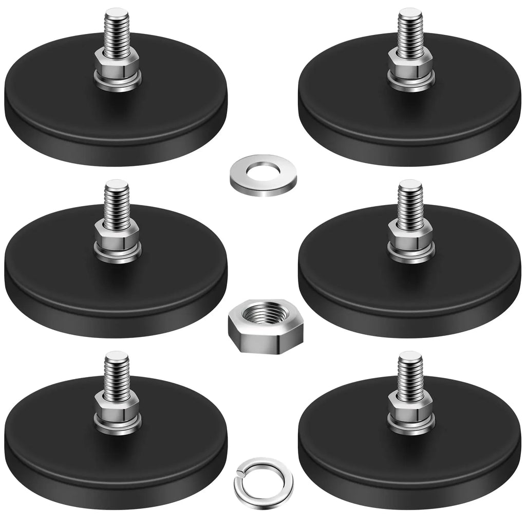 C43 Neodymium Magnet Rubber Coated Mounting Magnets Black Stud Magnet Painted Surface with Bolts Nuts for Lighting Camera Tools
