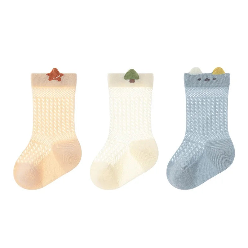 3 Pairs/lot Newborn Socks For Girl Boy 0-5 Yrs Summer Thin Cotton Mesh Infant Baby Boneless Short Sock Cute Clothing Accessories
