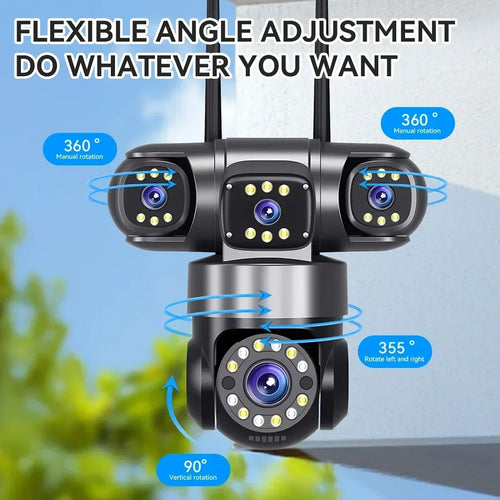 16X ZOOM WiFi Camera 20MP Four Lens Outdoor 6K 12MP IP66 Waterproof Night Vision Two-Way Intercom CCTV Video Surveillance