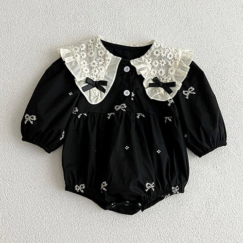 2024 New Autumn Sister Clothes Baby Girl Romper Kids Princess Dresses Long Sleeved Cotton Embroidery 2-6Yrs Girl Party Dress