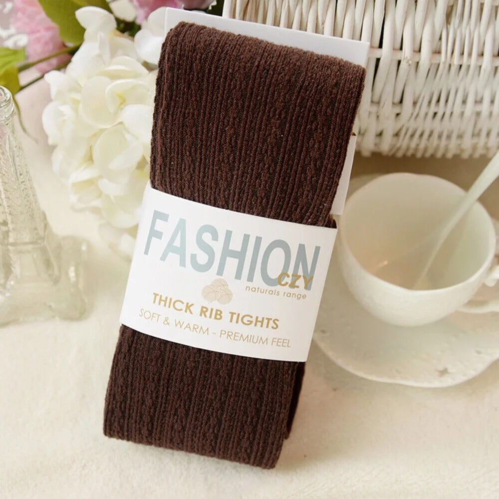 Women Thermal Knitted Footed Tights Warm Breathable Cotton Pantyhose Winter High Stretch Stockings High Quality