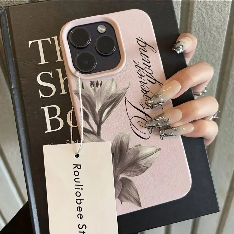 Elegant Black And White Hand-Painted Floral TPU Phone Case for iPhone 17 11 13 15 12 14 16 17 Pro Max XS XR X 8 7 Plus 17E Cover