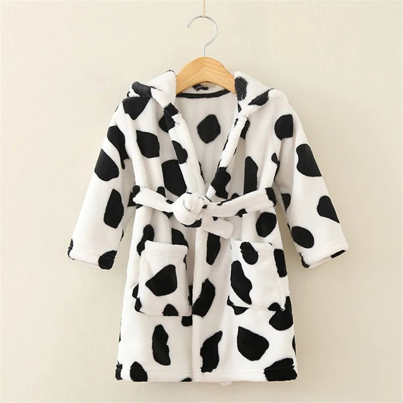 Soft Girl Sleepwear Robe Autumn Winter Children Flannel Bathrobe for girls Boys Pajamas Comfort Kids Cartoon Homewear 2-8 Year