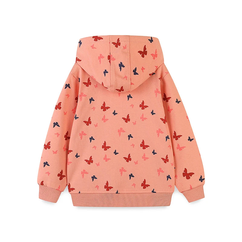 Little maven Autumn Spring Girls Zipper Hoodies Cartoon Butterfly Sweatshirt Jacket for Kids Clothes Children's Clothing