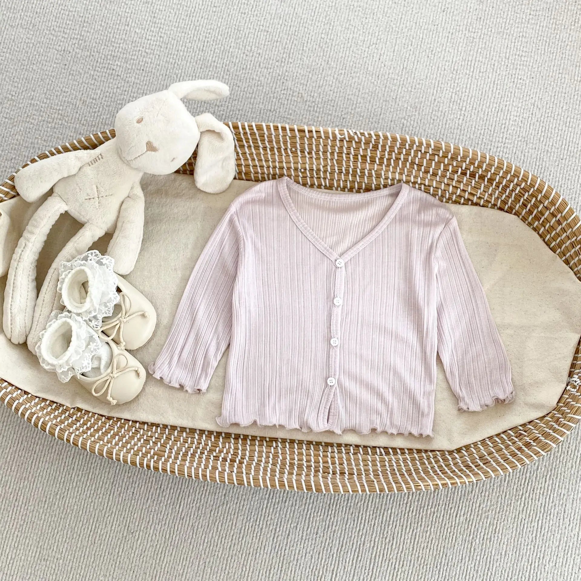 Girls' sun-protective clothing, solid colors, lightweight, breathable, air-conditioned suits, summer cardigans with ruffles, jac