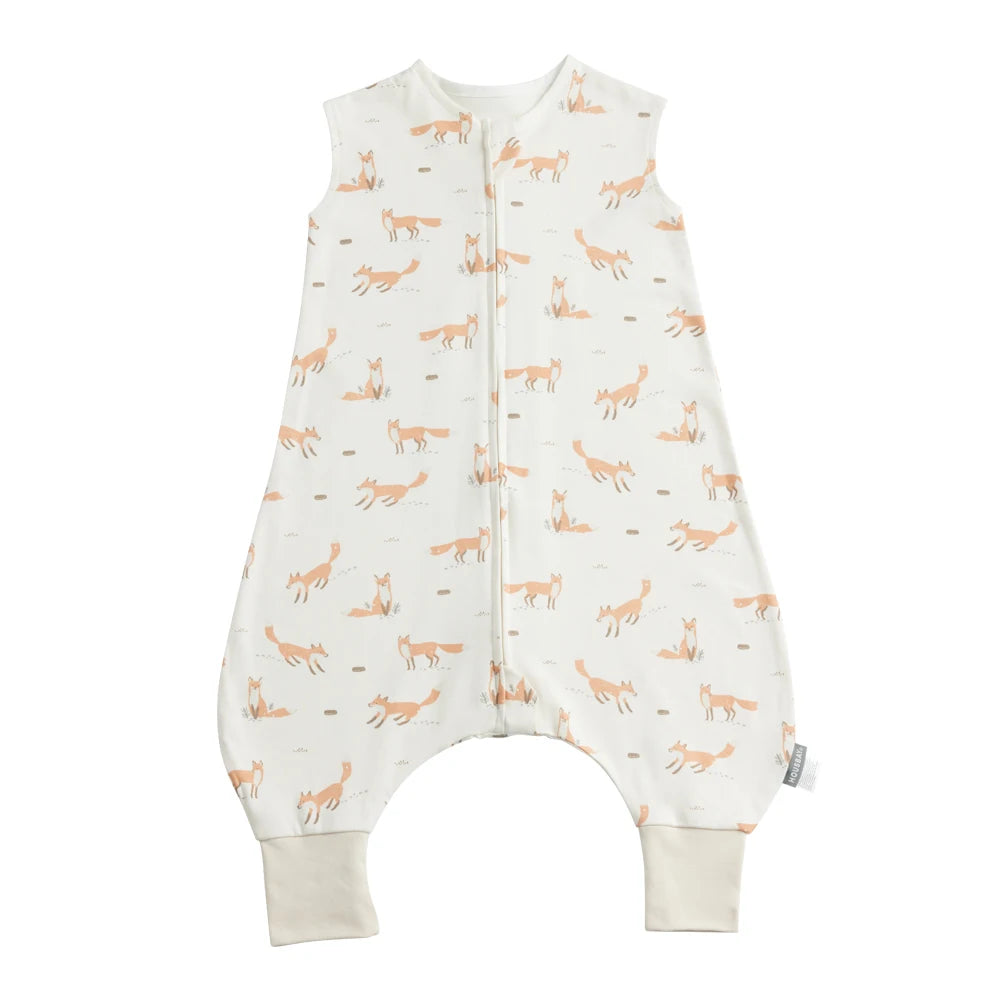 Bib-Style Sleeping Bag With Split Legs Single Layer All-Cotton Lightweight To Keep Baby Cool In Spring And Autumn