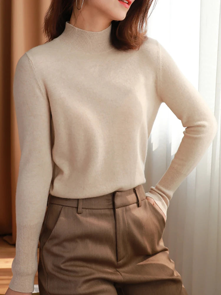 autumn winter chic bottom sweaters women fashion turtleneck pullover slim cashmere 2026 knitted Jumper Soft Warm Pull Femme