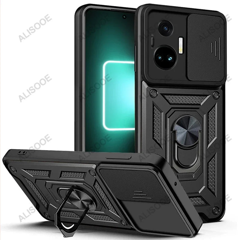 Capa For Realme GT Neo 5 Case Slide Camera Lens Protection Ring Stand Back Cover for Xiaomi Realme GT Neo 5 Armor Funda