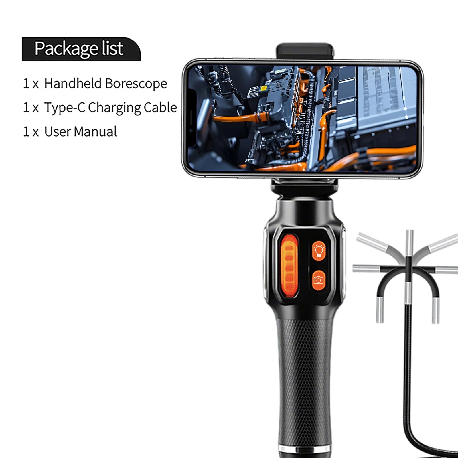 Two-Way Steering Articulating Borescope 1080P HD Endoscope Inspection Camera with Steerable Probe for Engine Pipeline Automotive Repair Pipe Sewer Drain Wholesale