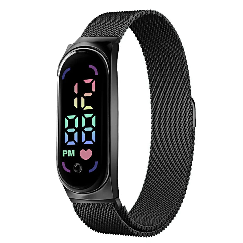 New Magnetic LED Electronic Watch, Student Sports Alloy Bracelet, Gift Children's Electronic Watch