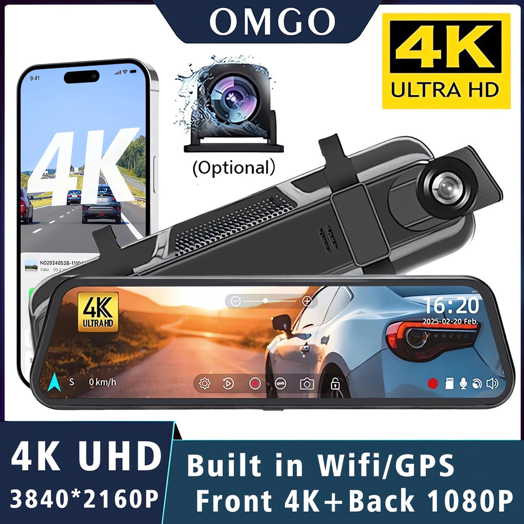 10" Dash Cam 4K 2160P GPS WIFI Car Dvr Mirror Dual Lens Dashcam IPS Screen Car Camera Drive Recorder Stream RearView Mirror