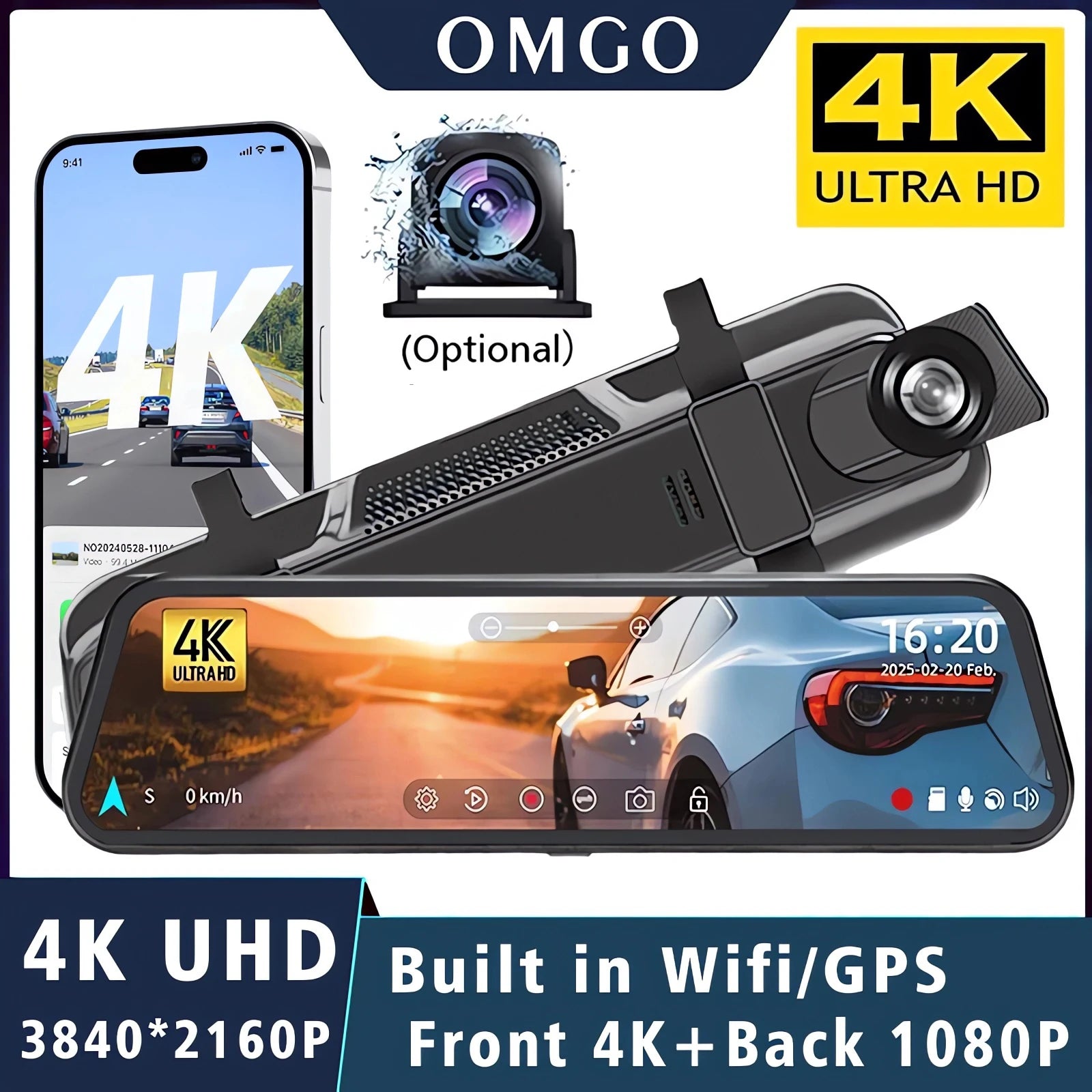10" Dash Cam 4K 2160P GPS WIFI Car Dvr Mirror Dual Lens Dashcam IPS Screen Car Camera Drive Recorder Stream RearView Mirror