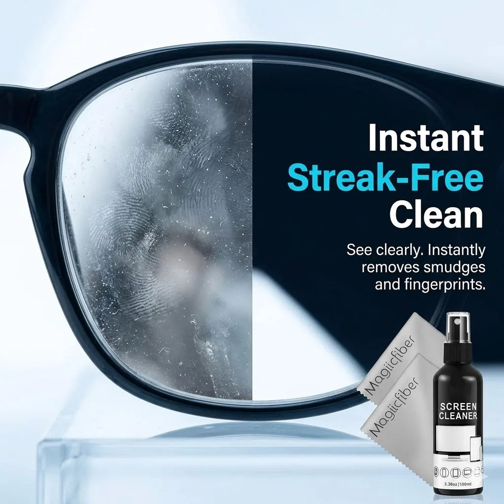 Screen Cleaner Spray Kit-Glass Cleaner Spray and Microfiber Cleaning Cloth,Suitable for a variety of Glass,Glasses,Camera Lenses