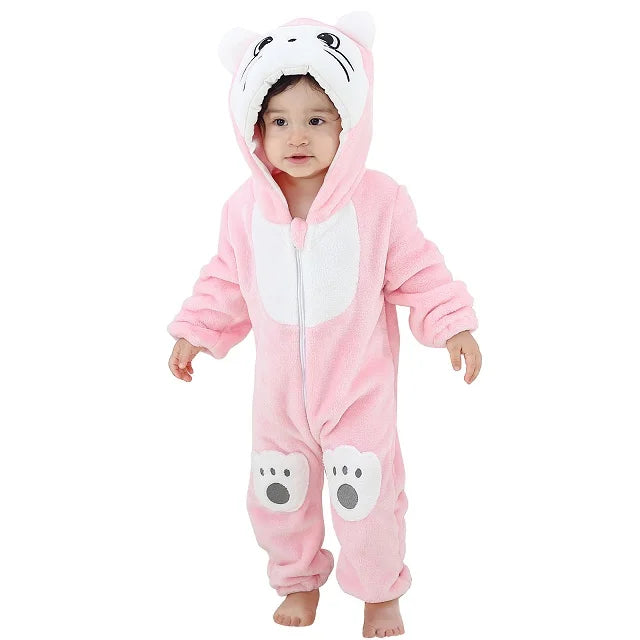 MICHLEY New Easter Rabbit Baby Rompers Winter Hooded Flannel Toddler Infant Clothes Overall Bodysuits Jumpsuit Costume For Kids