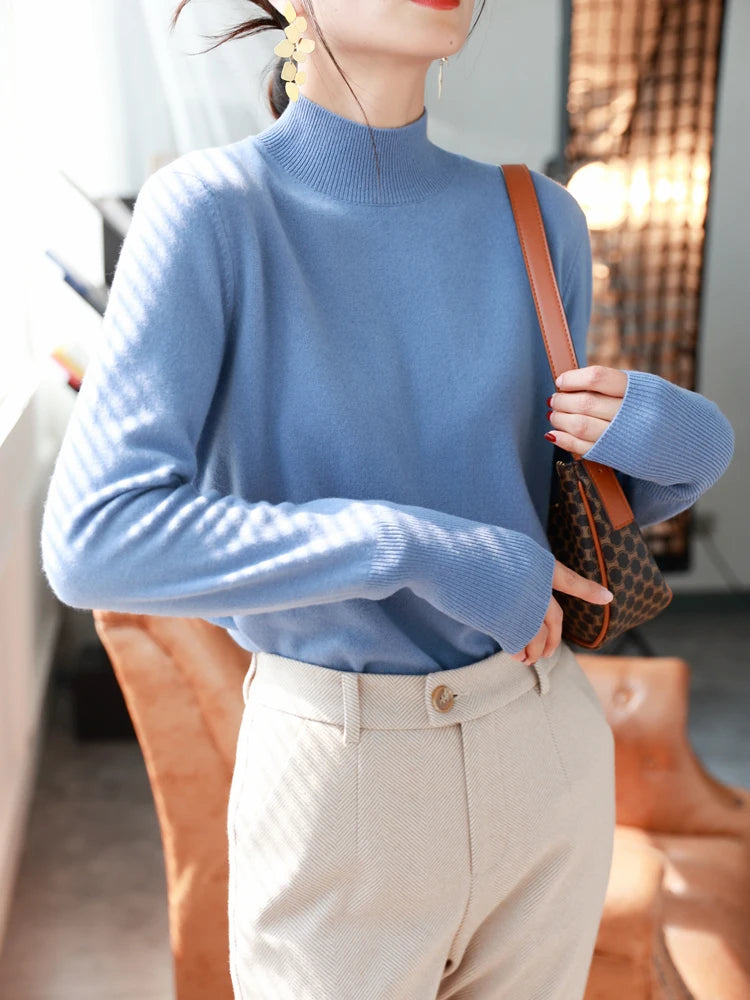 autumn winter chic bottom sweaters women fashion turtleneck pullover slim cashmere 2026 knitted Jumper Soft Warm Pull Femme