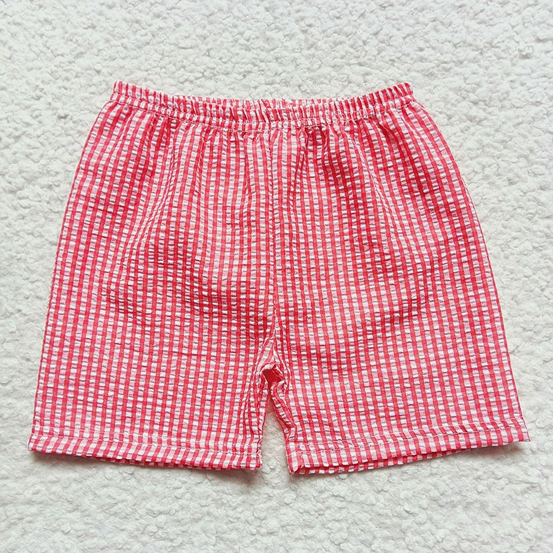 Wholesale Children Toddler Summer Seersucker Shorts Clothing Kids New Matching Baby Boy Girl Clothes