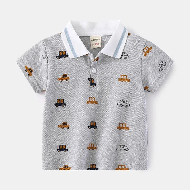 Formal Polo Shirts for Kids Polos Boy Toddler Clothes Party White Dinosaur Cute Korean Gentleman Shirt Summer Tops 2 4 6 7 Years
