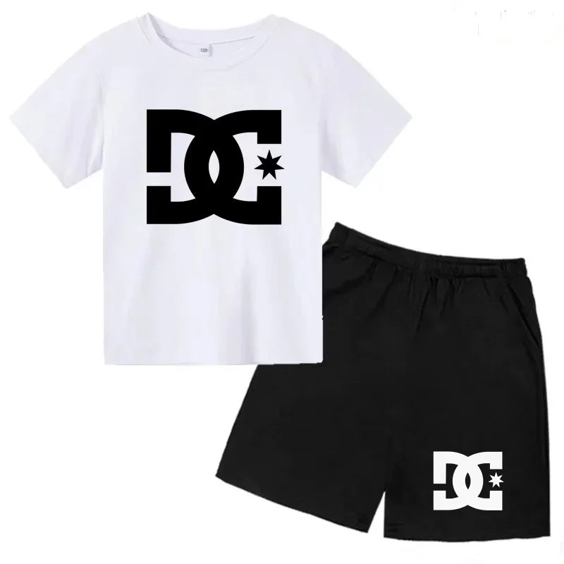 Ensembles d'été Enfants 3-13 Ans Imprimé Mignon T-shirt Sport Manches Courtes + Shorts Décontractés Garçons Filles Tenues Cadeau